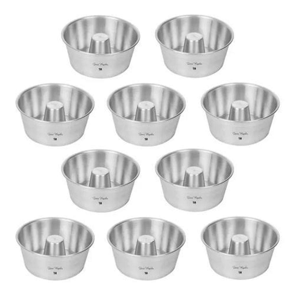 2X Kit 10 Dez Redonda Tubo N 18 Forma Assadeira Bolo Pudim D