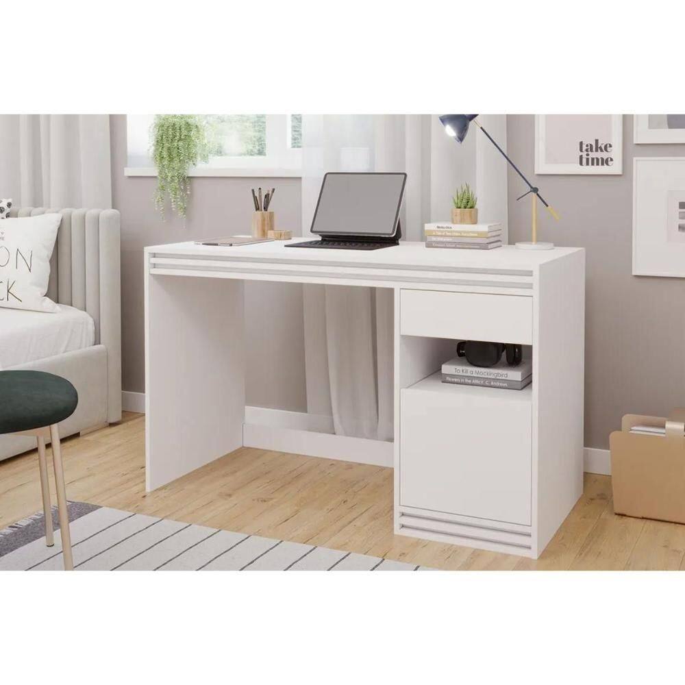 Escrivaninha P- Escritório Mila C- 1 Porta E 1 Gaveta Branco - Permóbili