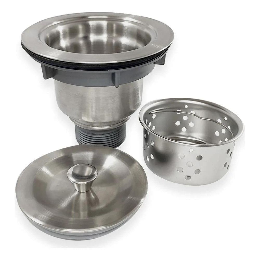 3X Valvula 4 1/2 Ralo Pia Cozinha Inox Escovado Com Cesto Hi