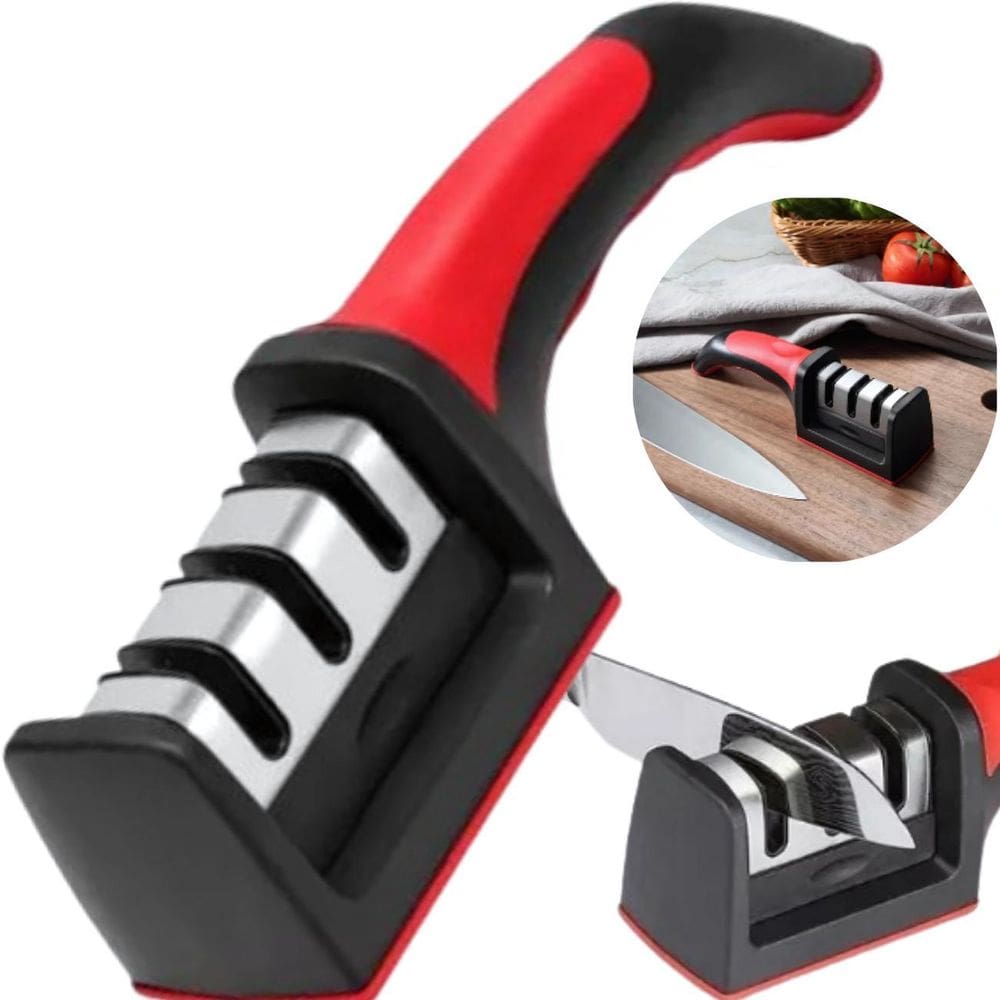 Afiador Premium De Facas 3 Em 1 Com Acabamento Inox