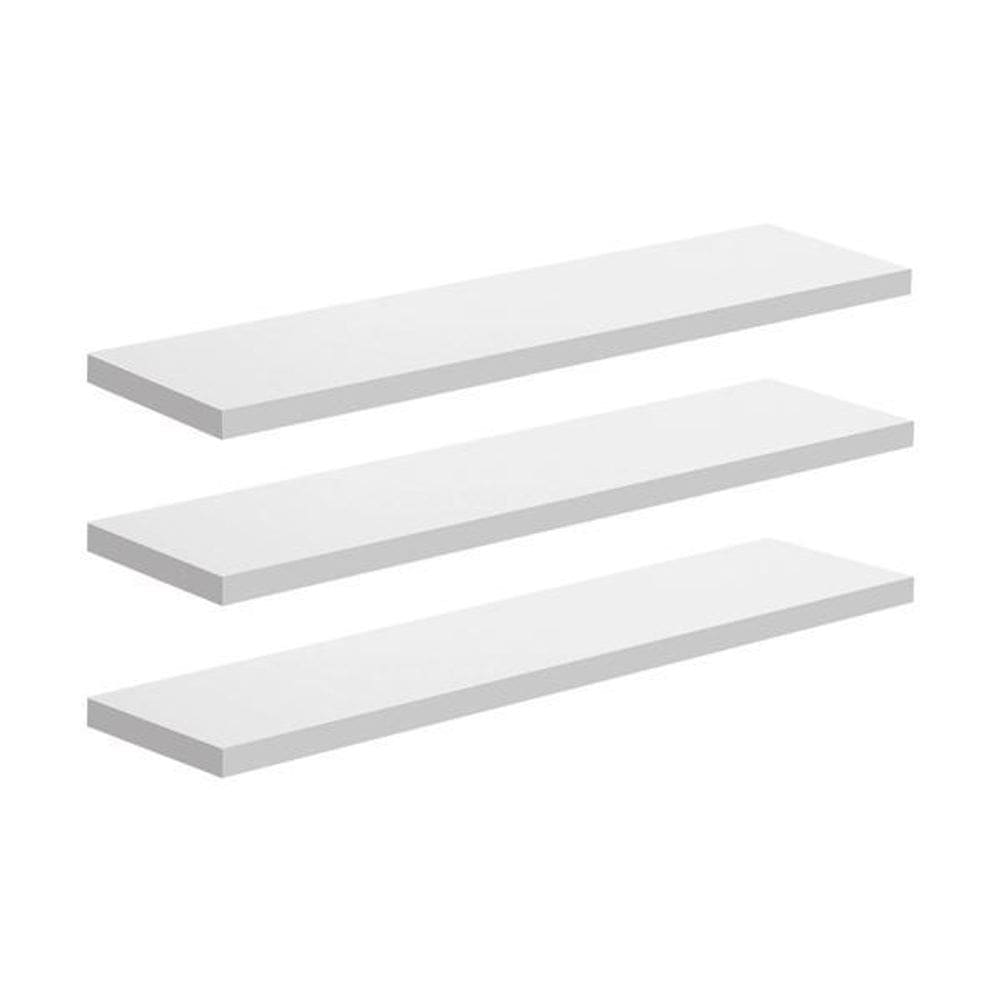 Kit  3 Prateleira 50X25 Mdf Branco + Instalação Flutuante