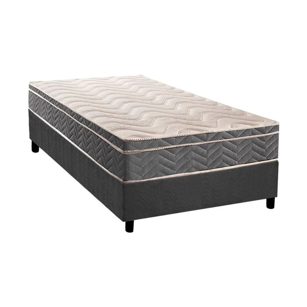 Cama Box Solteiro: Colchão Ortopédico Paropas D45 Anatômico Confort Mega Firme + Base CRC Suede Gray (88x188)