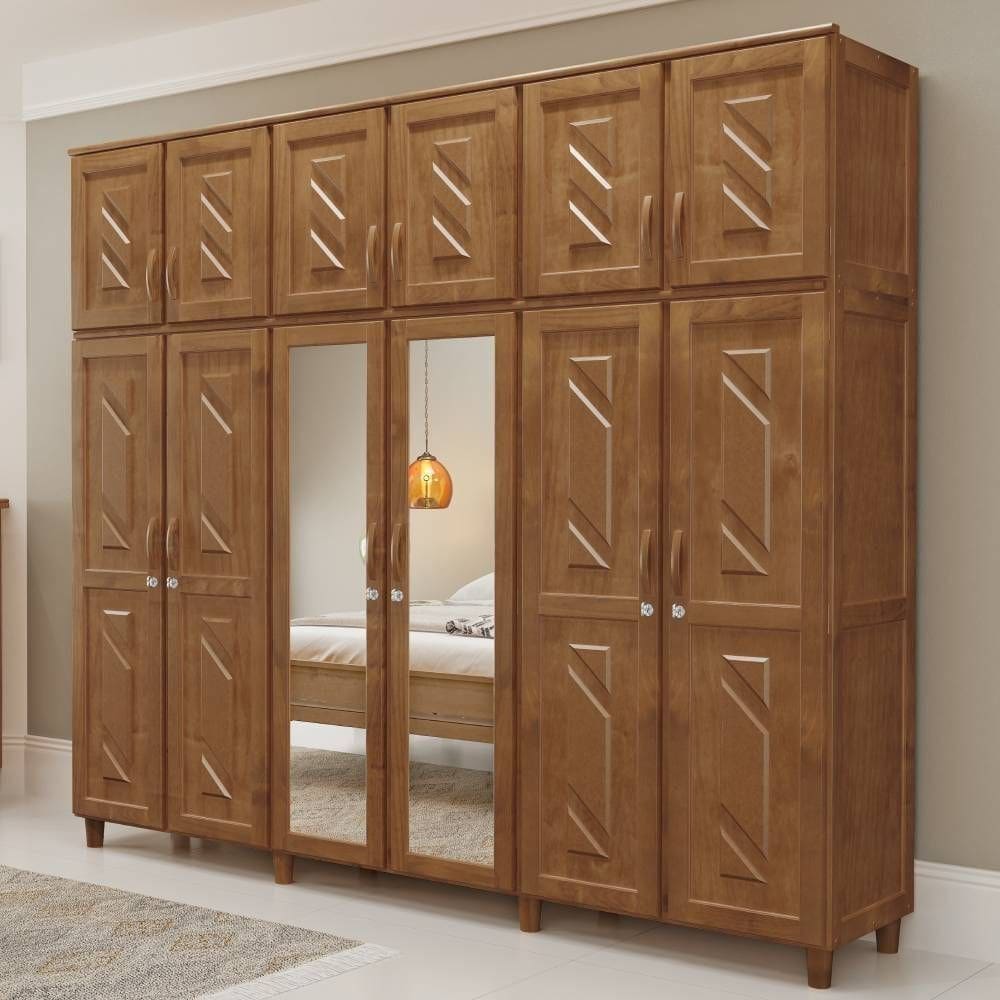 Guarda-Roupa Casal 12 Portas 3 Gavetas Internas com Espelho Grécia em Madeira - Cavazotto