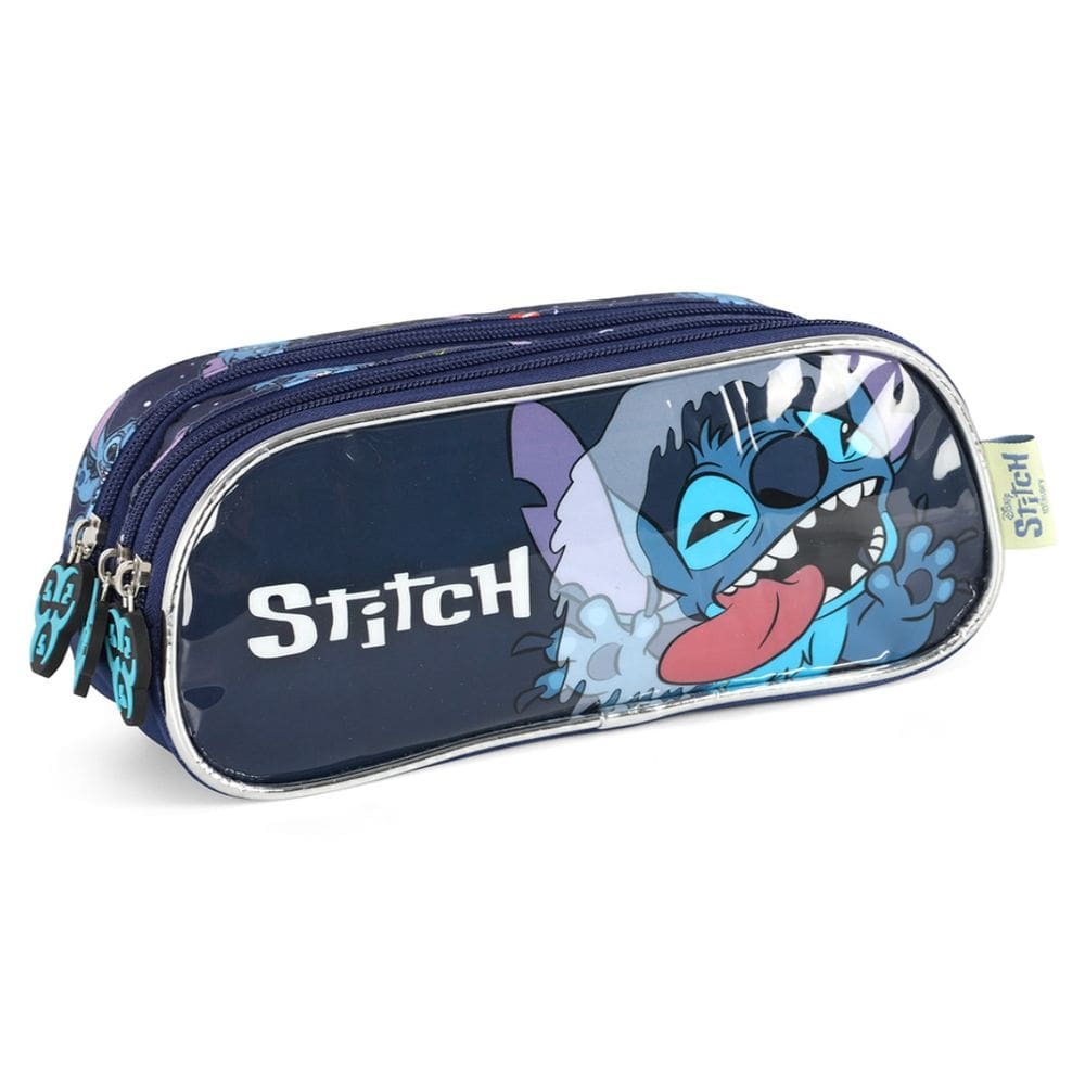 Estojo 3 Repartições Juvenil Lilo Stitch Disney Escolar Azul