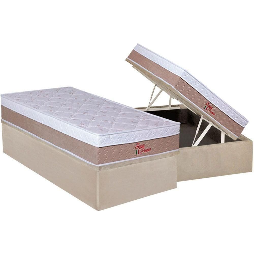 Cama Box Baú Solteiro: Colchão Anatômico Orthoflex Foggia Premier + Base Crc Suede Clean (88x188)