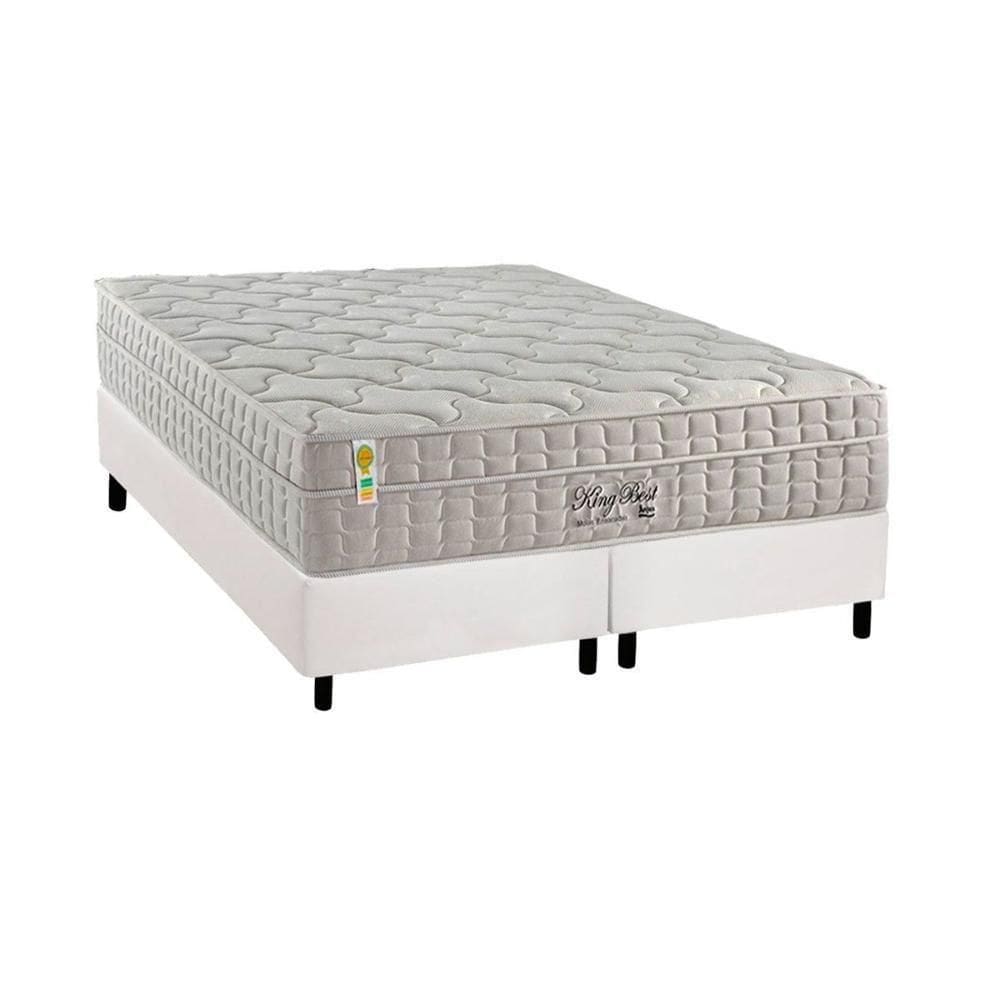 Cama Box Queen: Colchão Molas Ensacadas D Angelis King Best New Clean + Base Crc Courano White (158x198)
