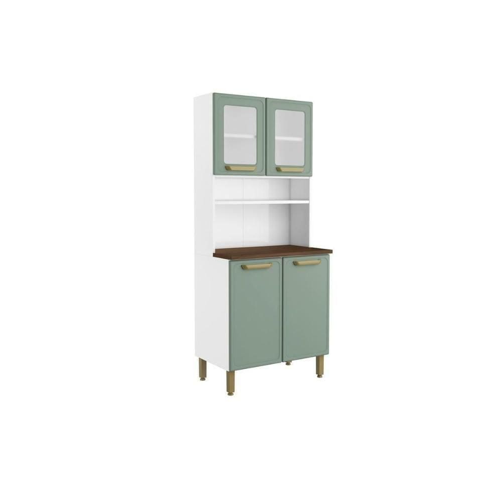 Kit De Cozinha Compacta Bella C- 4 Portas (2 C- Vidro) 80cm Verde - Bertolini