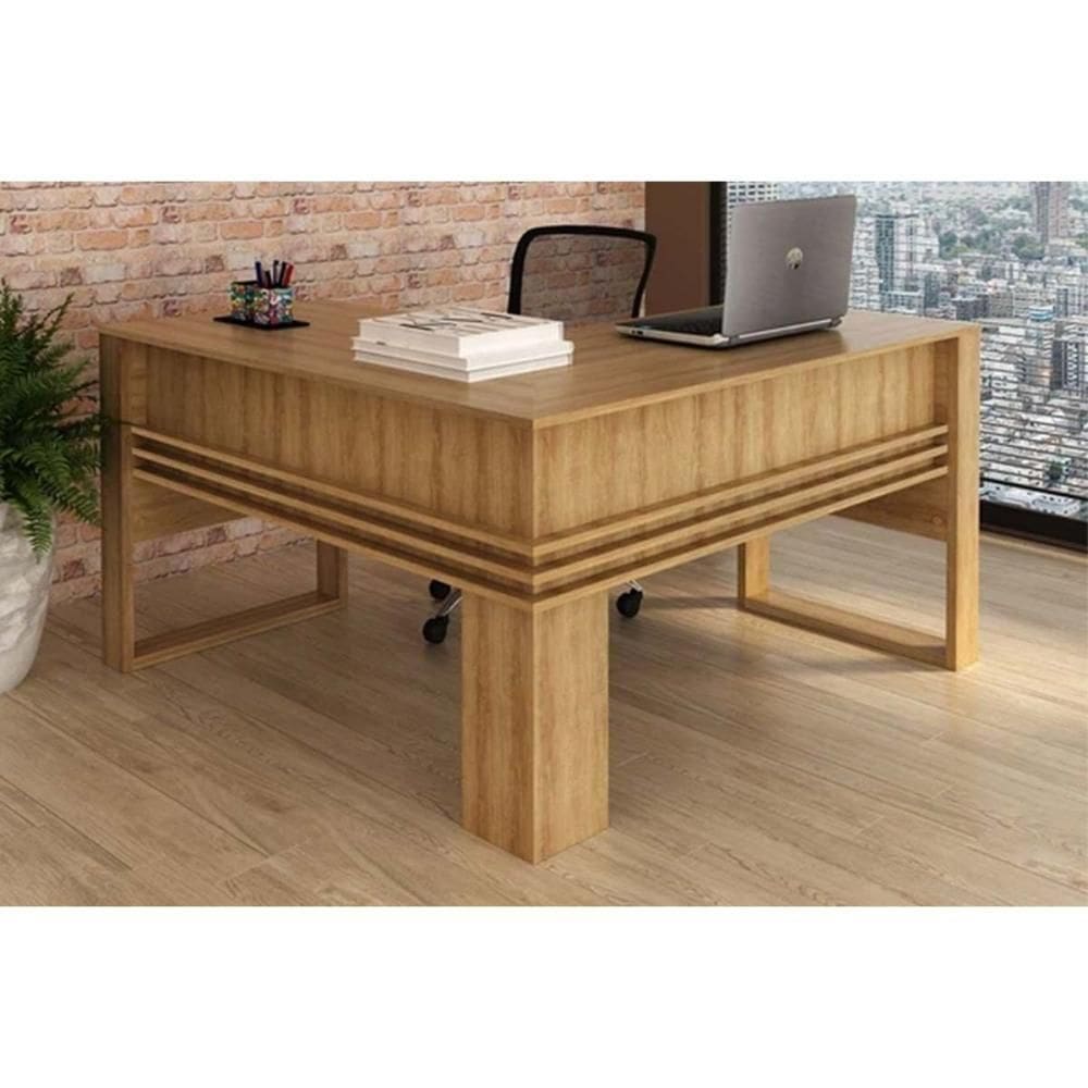 Mesa De Escritório Canto Me4145 Amêndoa - Tecno Mobili
