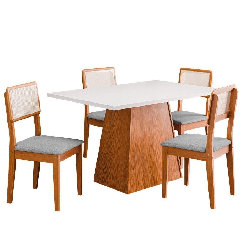 Conjunto Sala De Jantar Mesa  Trento 4 Cadeiras Santiago