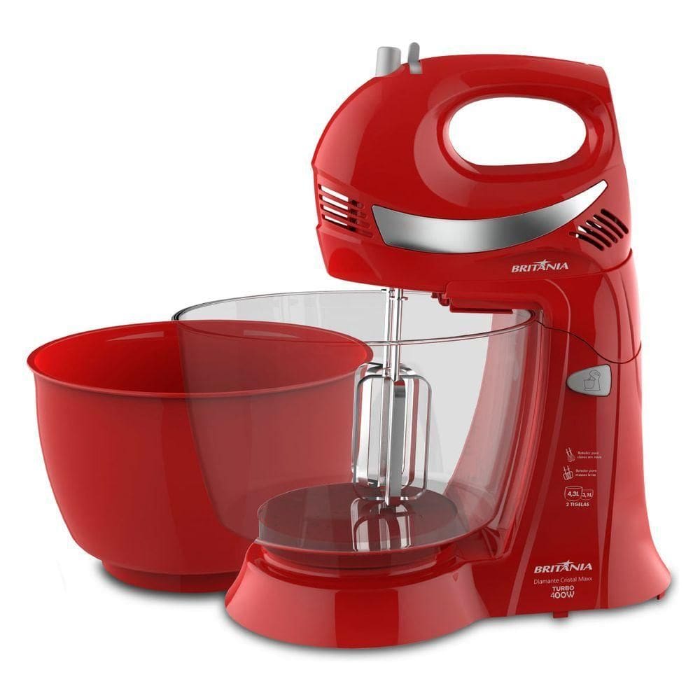 Batedeira Britânia Diamante Cristal Maxx Turbo 400W Vermelha 110V