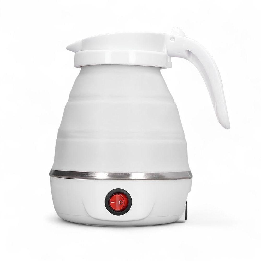 Chaleira Dobrável Elétrica 100v 600ml Branca Portátil Silicone Resistente Ao Calor