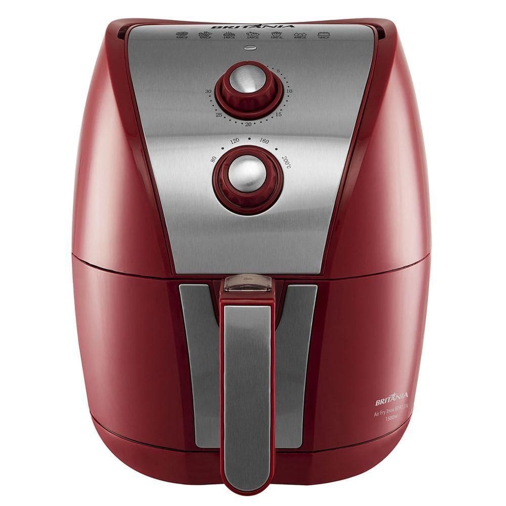 Air Fryer Britânia BRF11VI Inox Vermelha 4,4L 1500W 110V