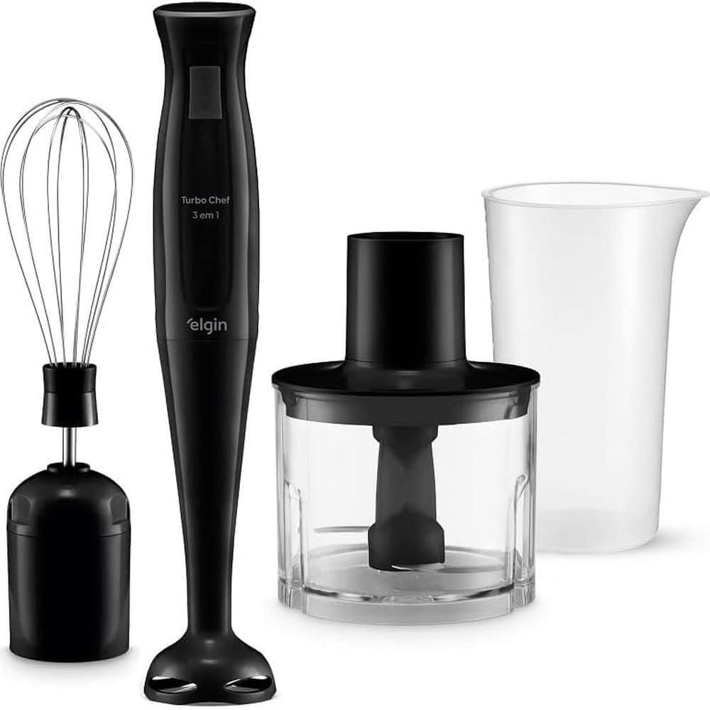 Mixer De Alimentos Preto Turbo Chef Mix20 200W 3 Em 1 Copo 700ml Elgin 220V