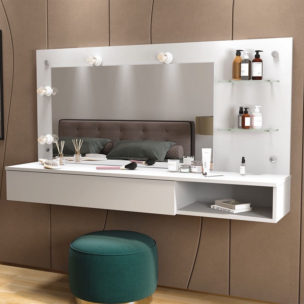 Penteadeira Camarim Suspenso Lumiere Branco Fosco Mobler