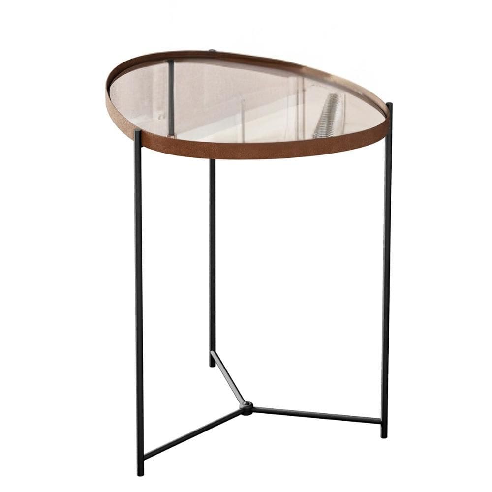 Mesa Lateral Orgânica Alamanda Espelhada com Pés Metálicos