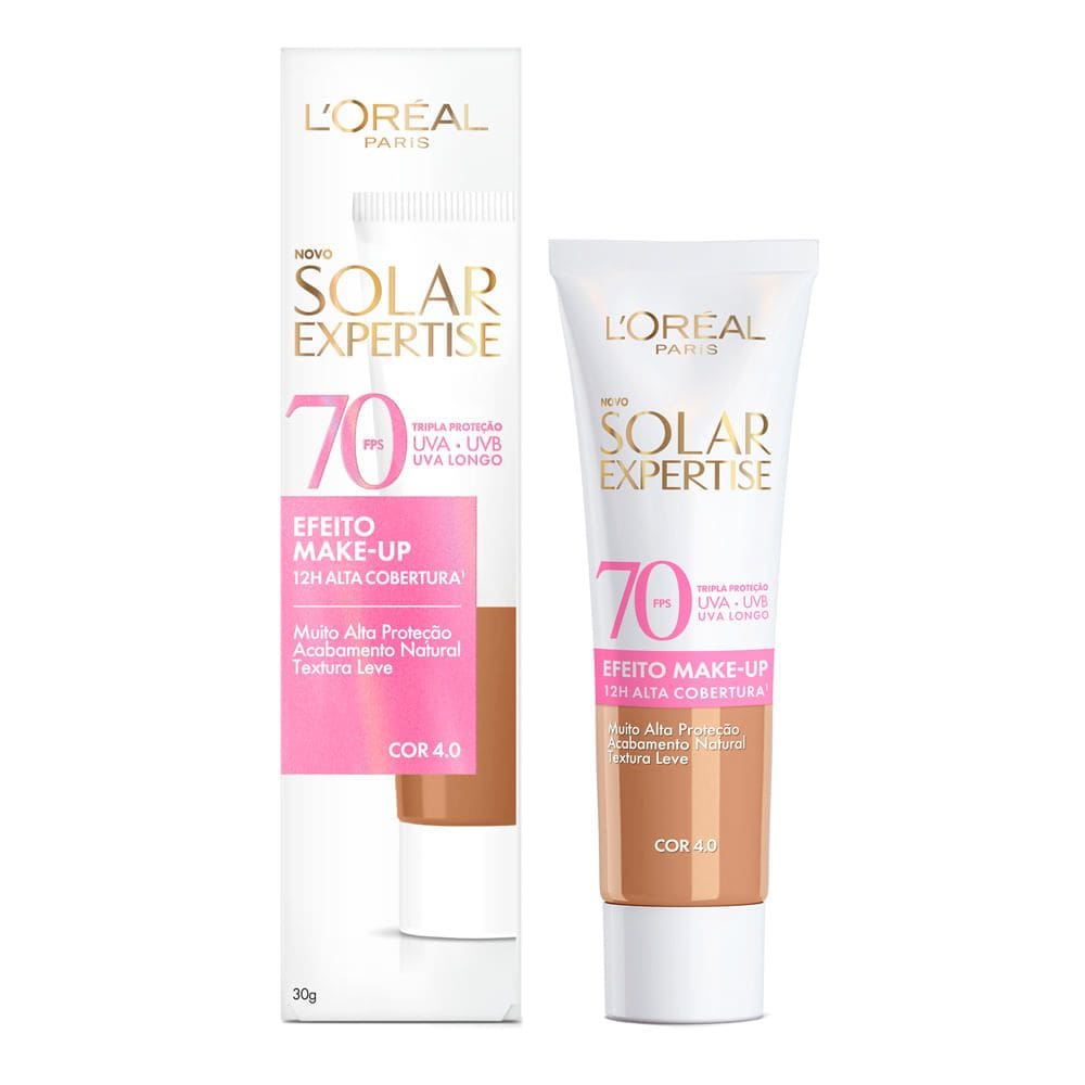 Protetor Solar Facial L`Oréal Solar Expertise FPS 70 Efeito Make UP Cor 4.0 30g