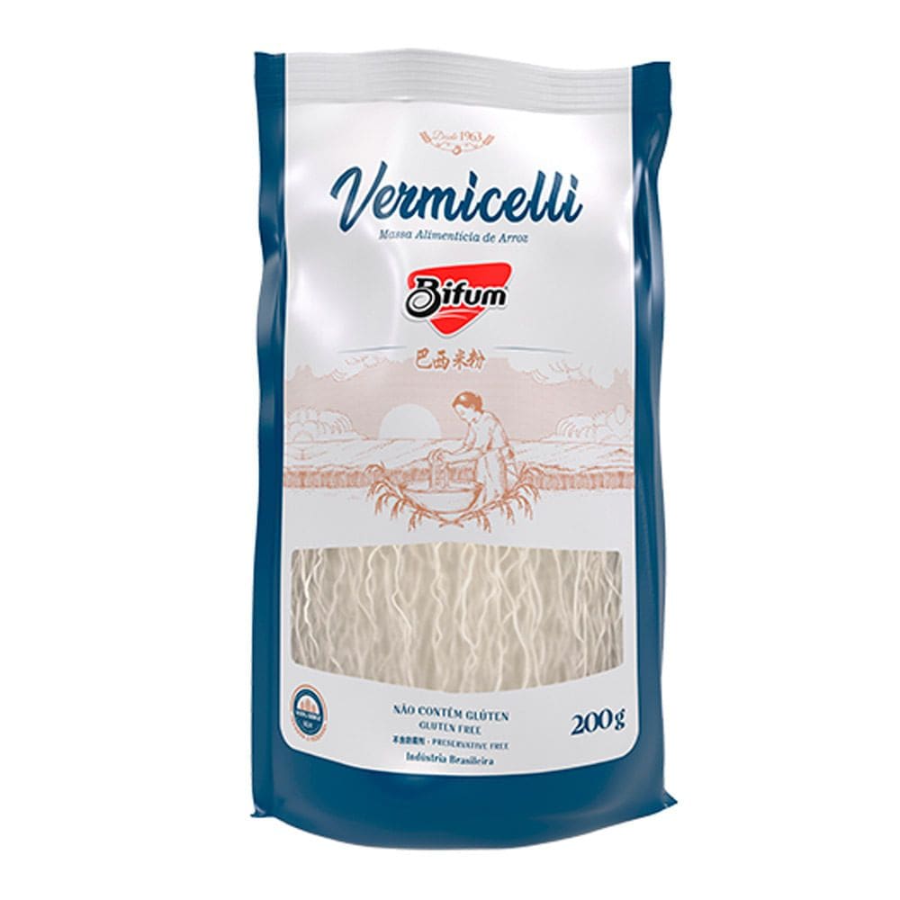 Macarrão Oriental de Arroz Bifum Vermicelli Sem Glúten 200g