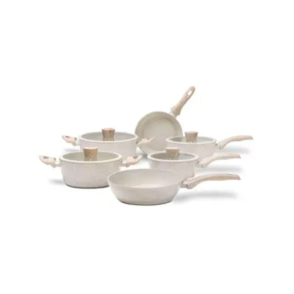 Jogo de Panelas Brinox  Com Revestimento Ceramic Life Sirius 6 Peças com Indução Cor Vanilla