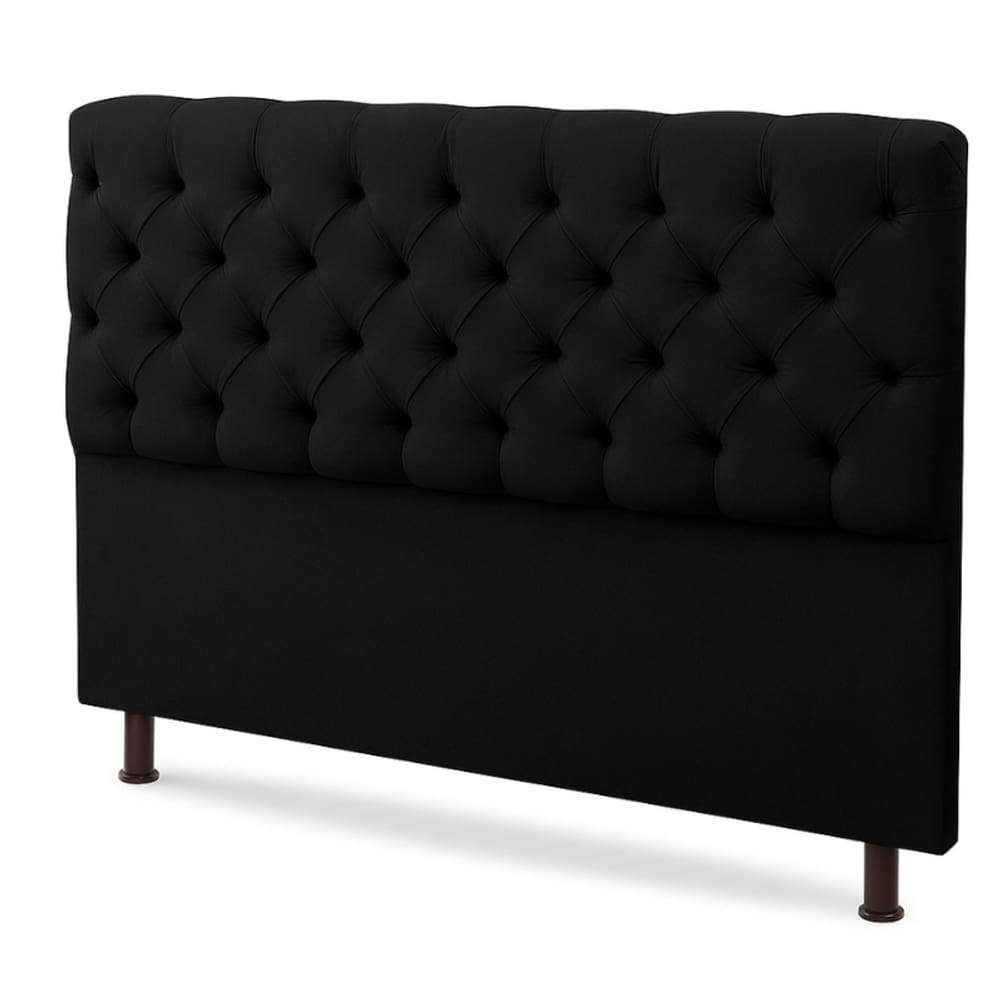Cabeceira Queen Capitonê Suede Preto 160x110 CM