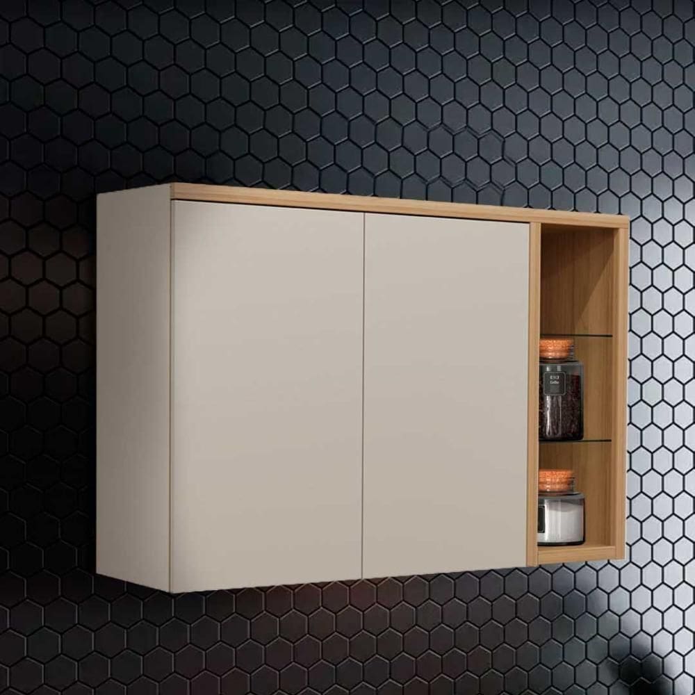 Armário Aéreo Duplo 2 Portas 120cm Allure Com Nicho Decorativo