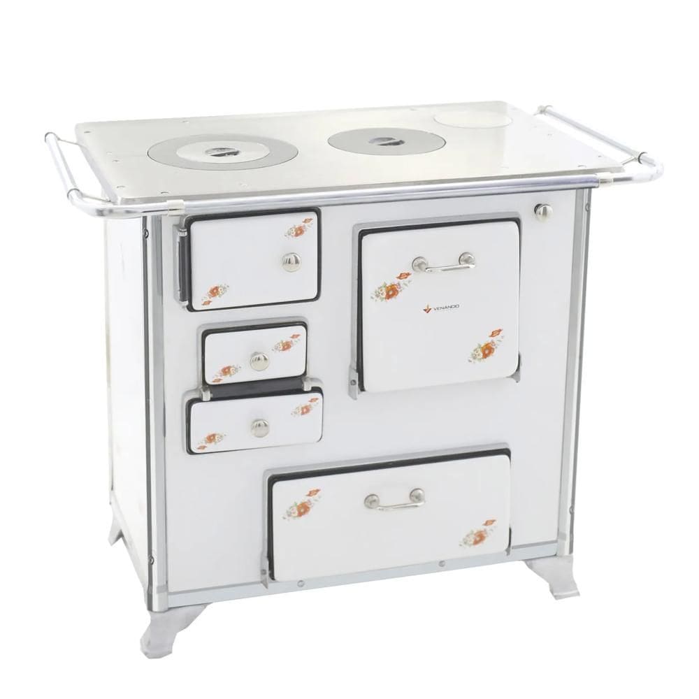 Fogão a Lenha 01 Venâncio Gabinete Tradicional Branco Florido FL1GCX-28934