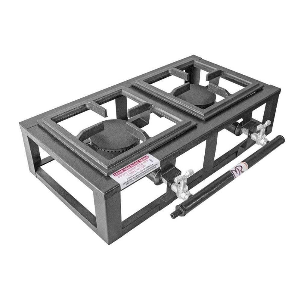 FOGÃO INDUSTRIAL FOGAREIRO INDUSTRIAL MESA 2 BOCAS - 20X20 - B.P - Grelha de Aço