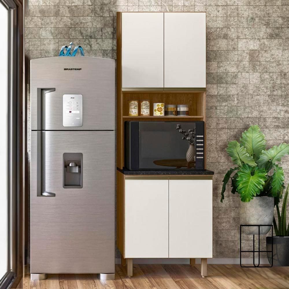 Armário Balcão Módulo Cozinha Torre Quente 4 Portas Carvalho