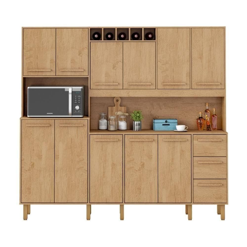 Armário De Cozinha Amanda 11 Portas 2,12mt Amêndoa