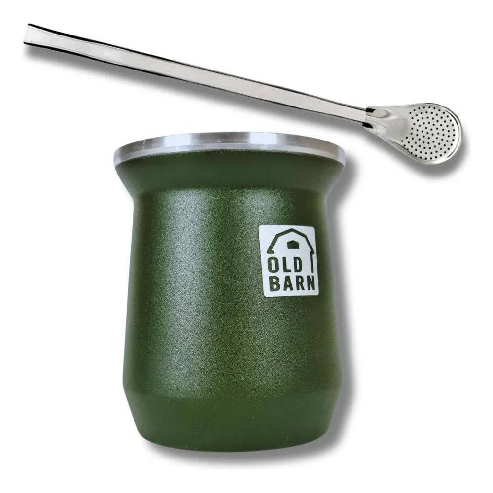 Kit Tereré Cuia Parede Dupla Alumínio Old Barn Bomba 19Cm