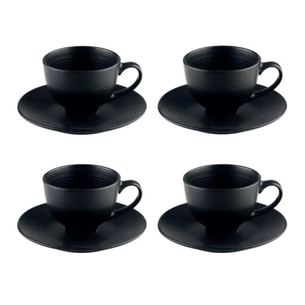 Jogo 4 Xicaras Mimostyle Cha Ceramica - Preto