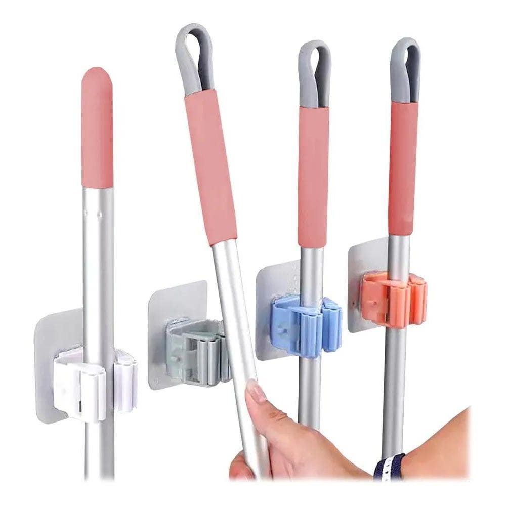 2X Suporte De Vassoura E Rodo Adesivo Kit 4 Unidades Resiste