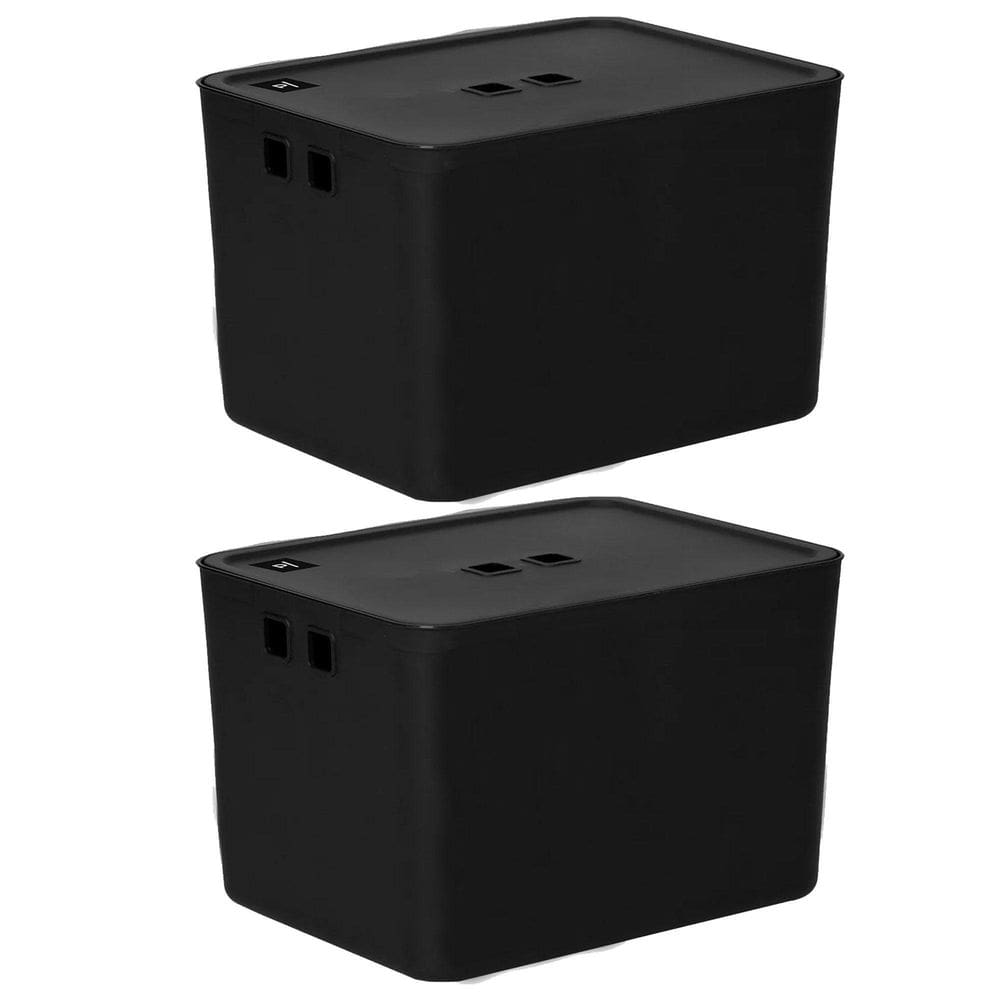 Kit 2 Caixa Organizadora 18 Litros Com Tampa Preto