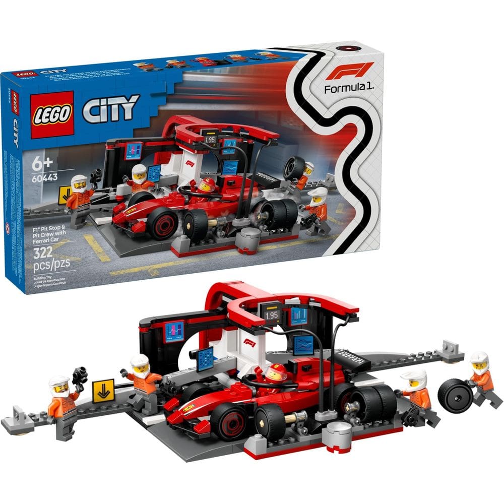 60443 - LEGO® City - Boxe de F1 e Equipe no Boxe com Carro da Ferrari