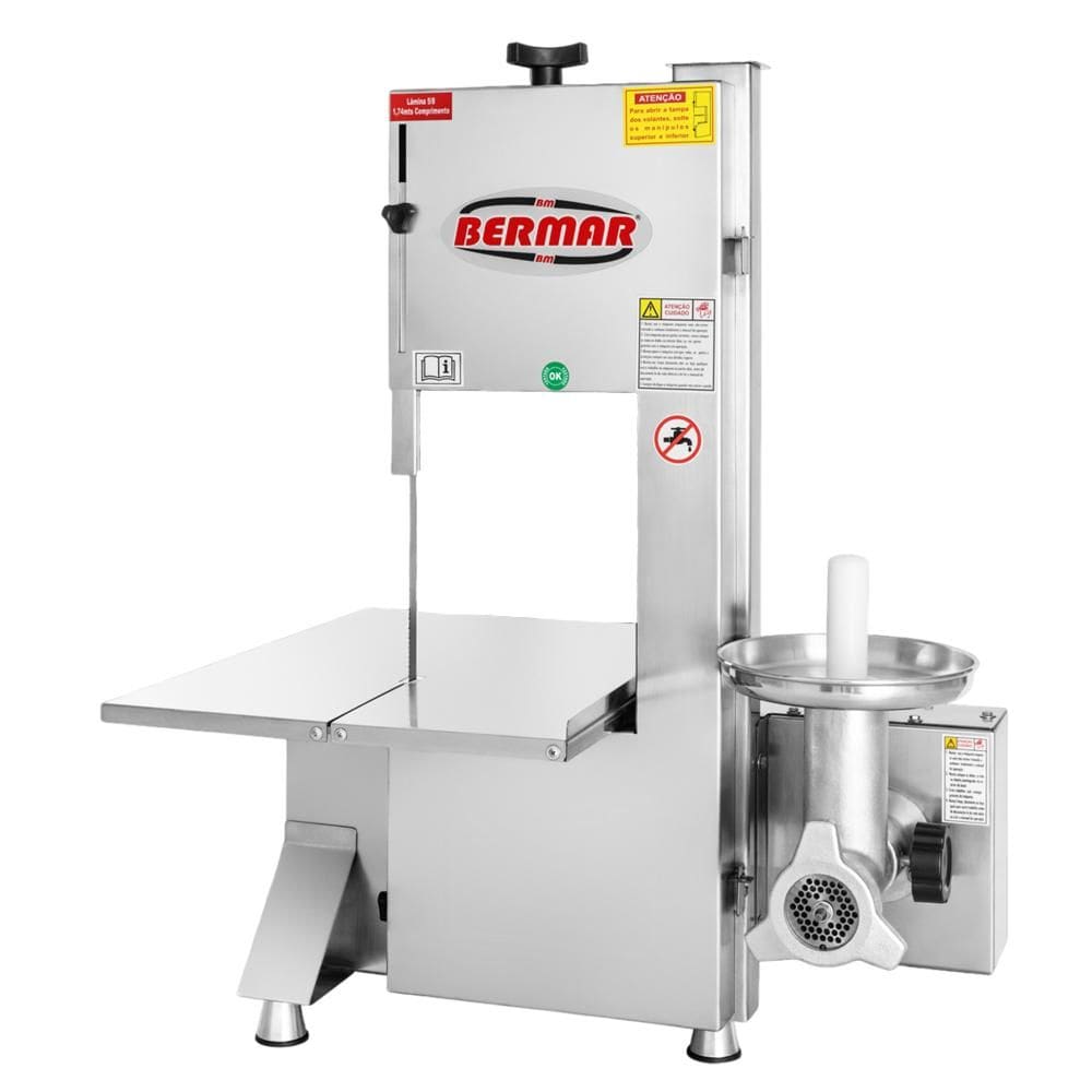 Serra Fita de Bancada Bermar 1,74m Inox com Moedor Boca 8 BM-106 Bivolt