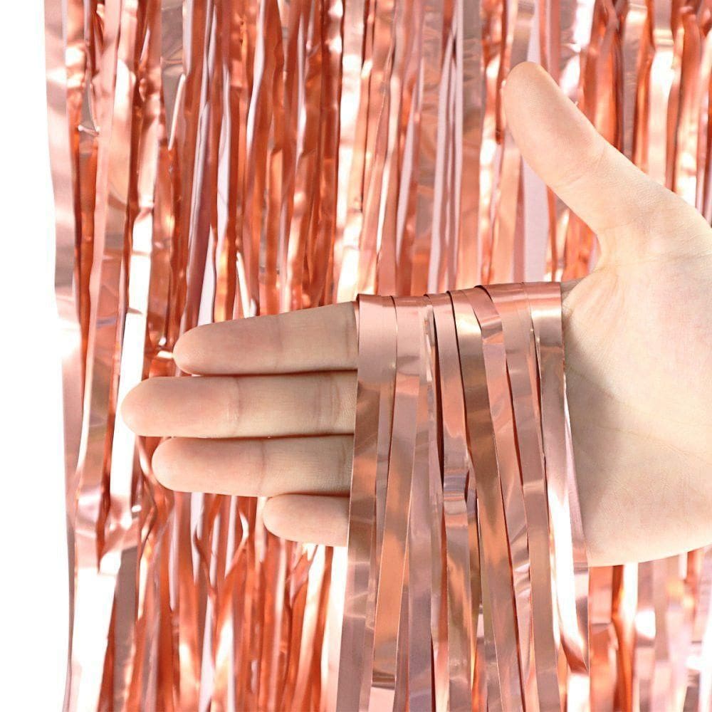 Cortina Metalizada Fitas Para Decoração Rose Gold