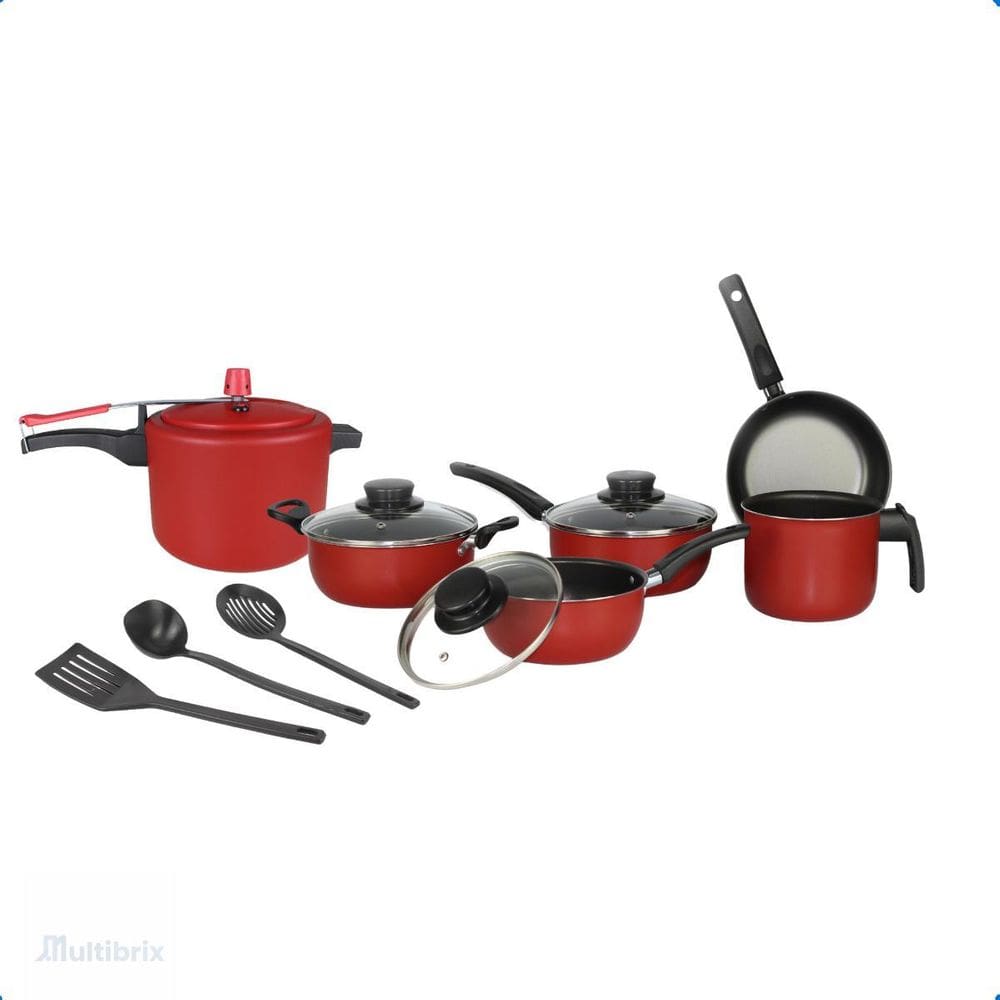 Kit Panelas Elegan 8 Pçs Panela Pressão Dona Chefa Vermelho