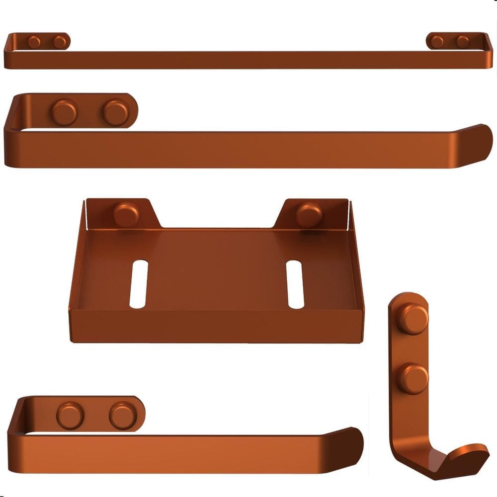 Kit Acessórios Para Banheiro Rose Gold 5 Peças Plus