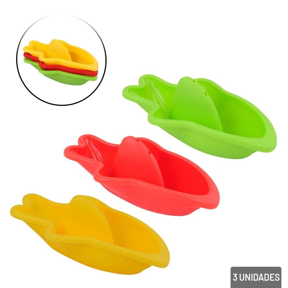 Barco de Plástico Empilhável 3 Pçs Hora do Banho - Tudo em Caixa