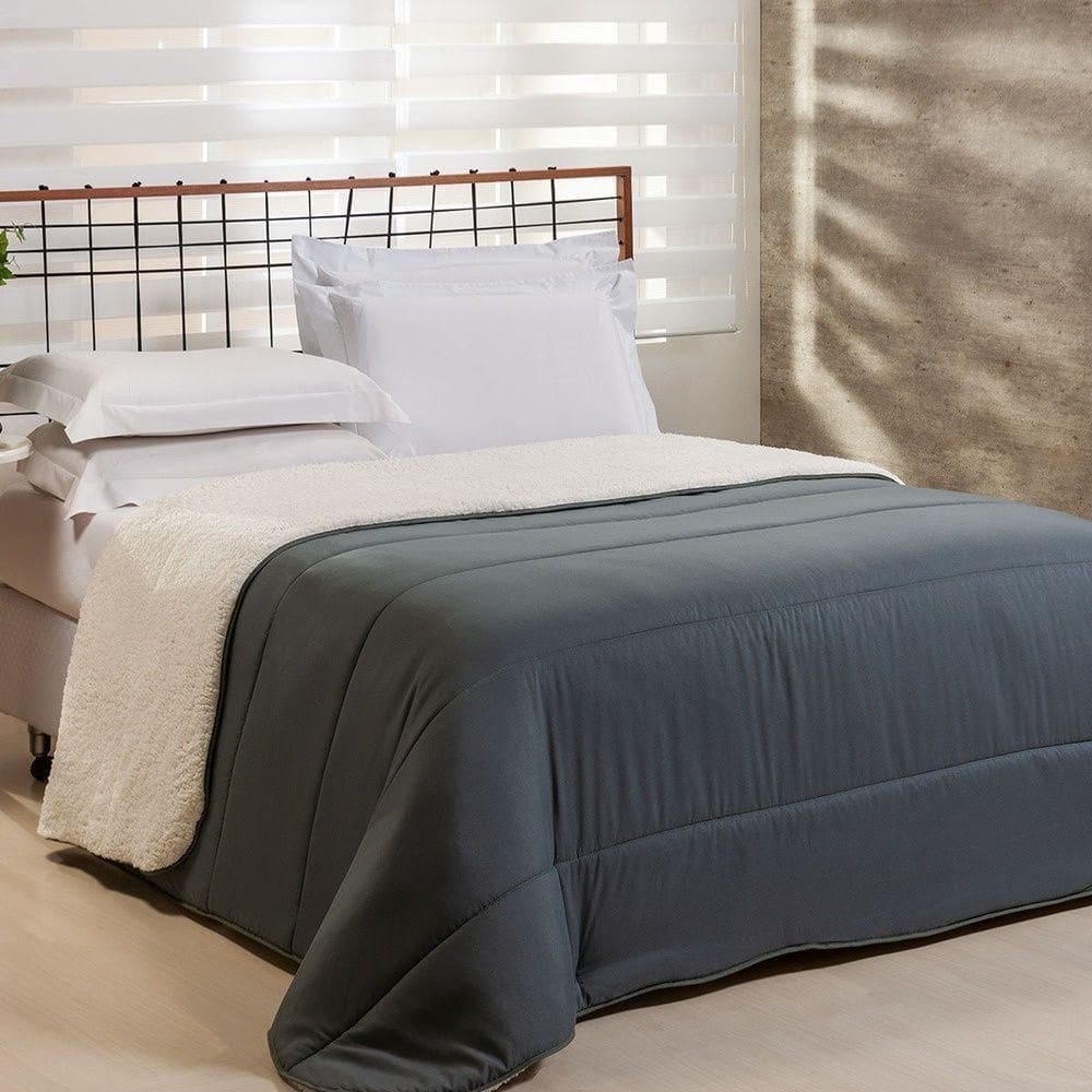 Coberdrom 1 Peça Queen Percal 200 Fios Com Sherpa Flupy 100% Poliéster -