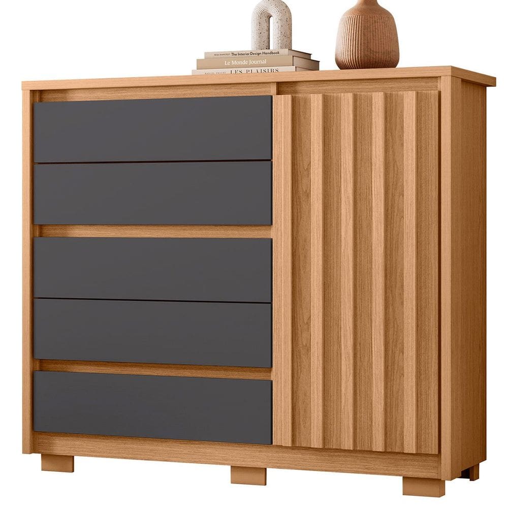 Cômoda Ripada Sapateira 5 Gavetas 1 Porta Duello