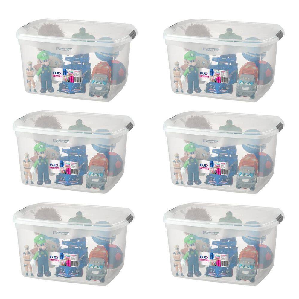 Kit 6 Caixas Organizadora Multiuso 68 Litros Sanremo