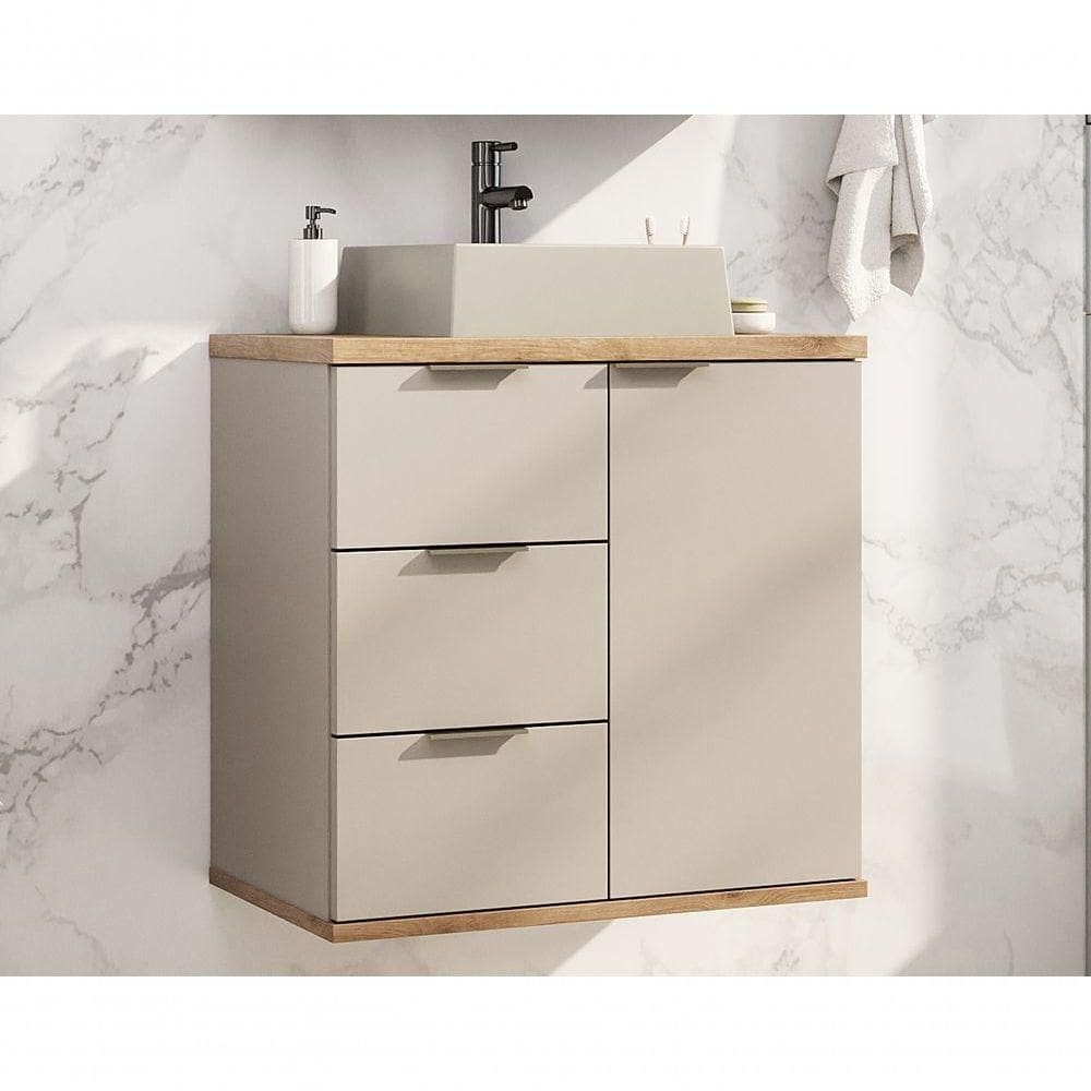 Gabinete Com Cuba Aqua 56,7cm Estilare Gab4001 Nude/carvalho