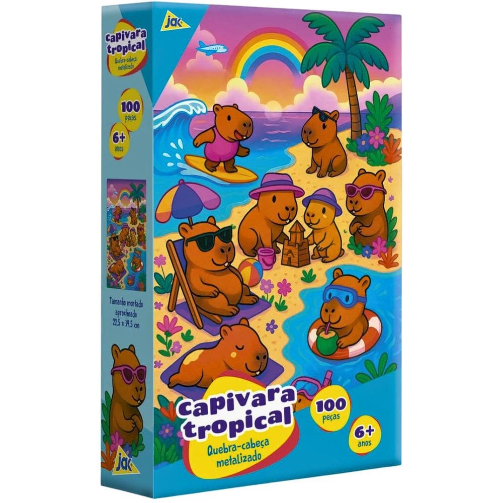 Quebra Cabeça 100 Peças Capivara Tropical Metalizado Toyster