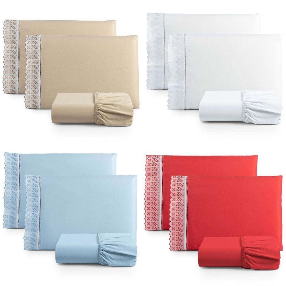Kit Jogo De Cama Lençol Lese Casal 2 Peças Com 4 Un. Cores 1 - 100% Algodão