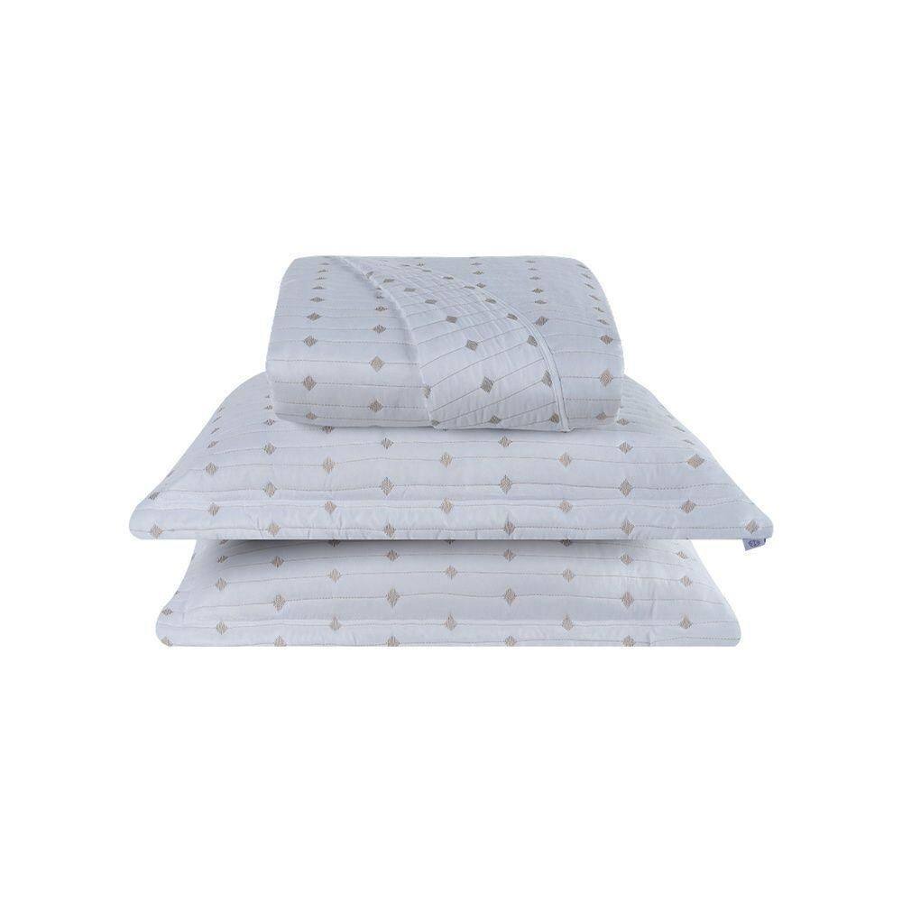 Cobre Leito 3 Peças Queen Percal 200 Fios Decor 100% Poliéster - Branco