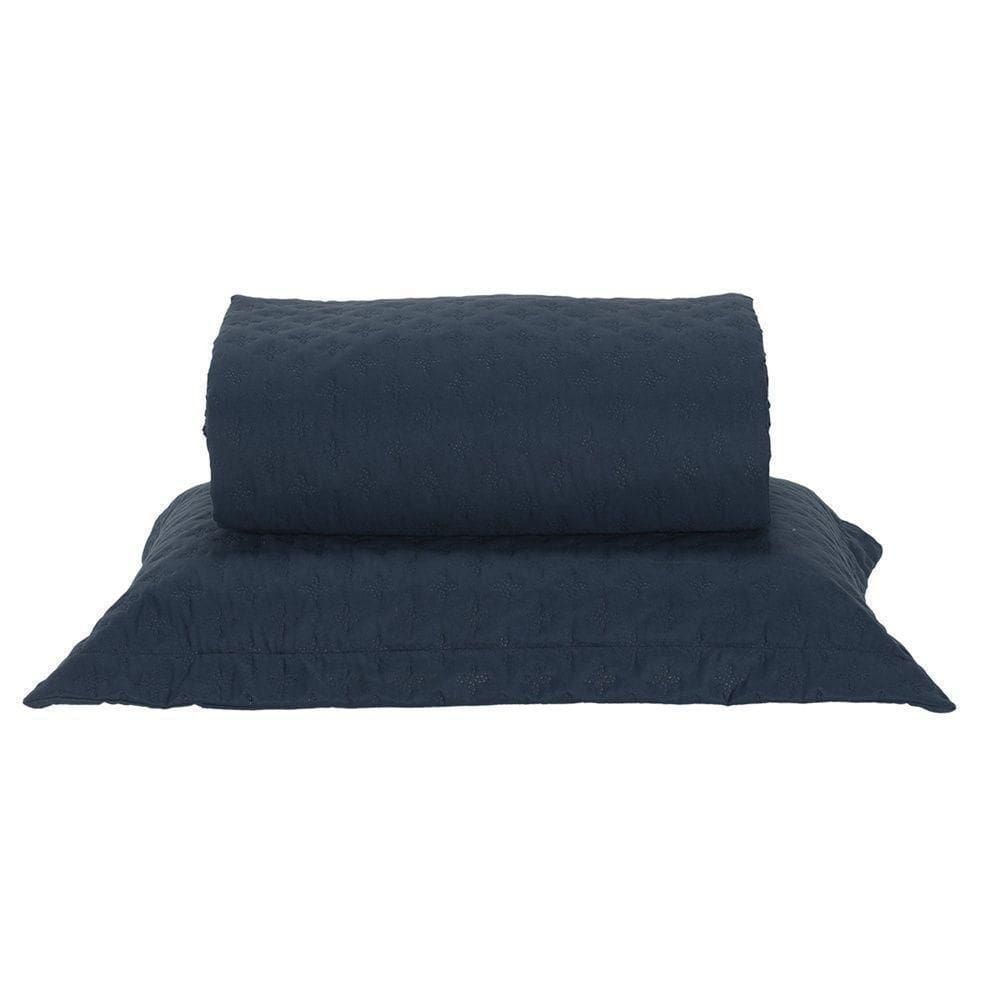 Kit Cobre Leito Milão Solteiro 2 Peças 100% Poliéster - Petroleo / Branco