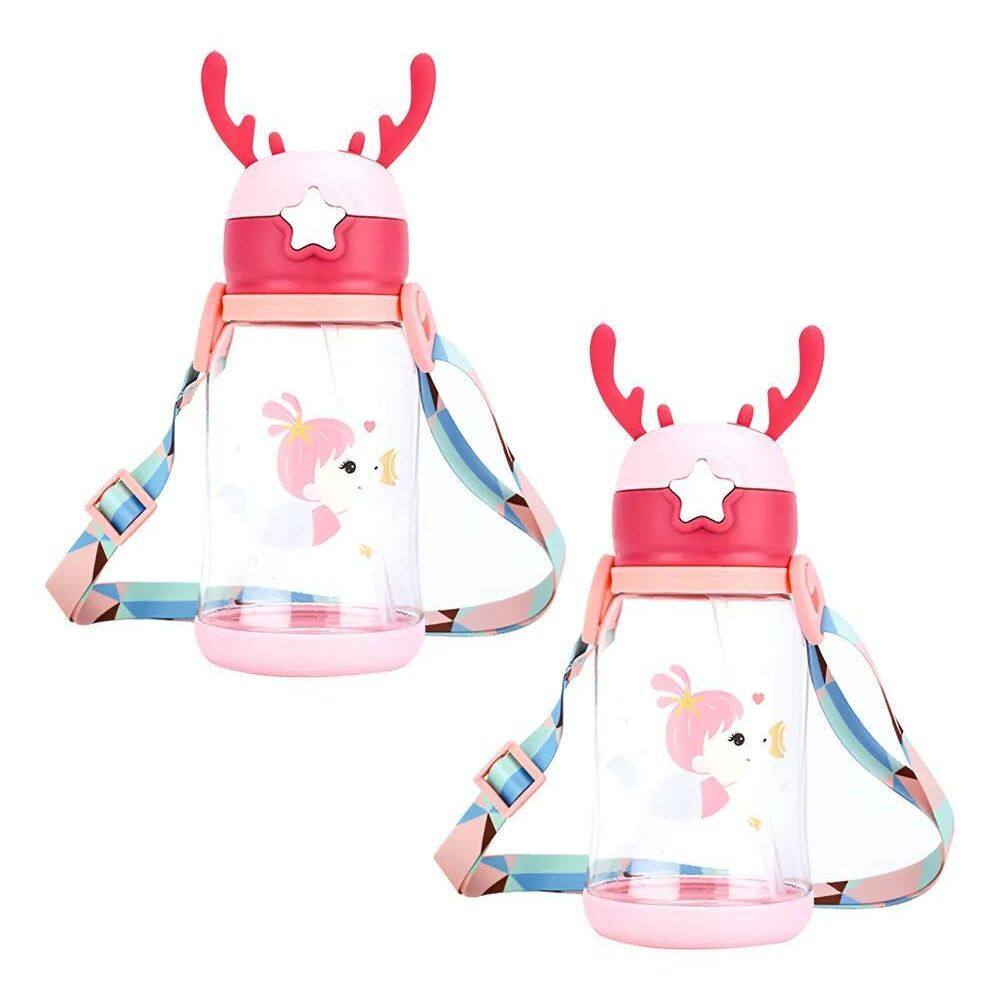 2X Kit2 Garrafa De Alce Água Infantil Criança Copo De Água
