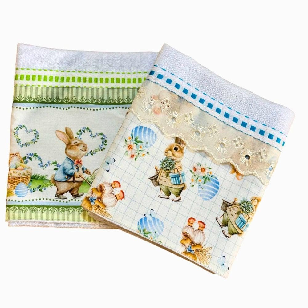 Pano De Prato Decoração Cozinha De Páscoa Premium Luxo 08Un