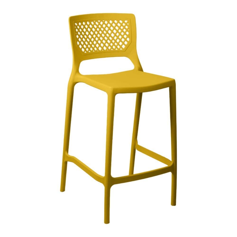 Banqueta Alta para Cozinha Amarela Empilhável Vênus em Polipropileno Acrilys