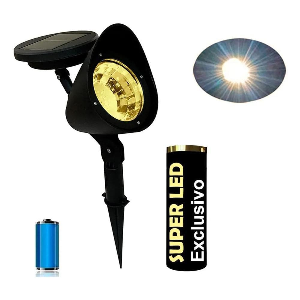 3X Luminária Luz Solar Branco Spot Jardim Branca Externa Esp